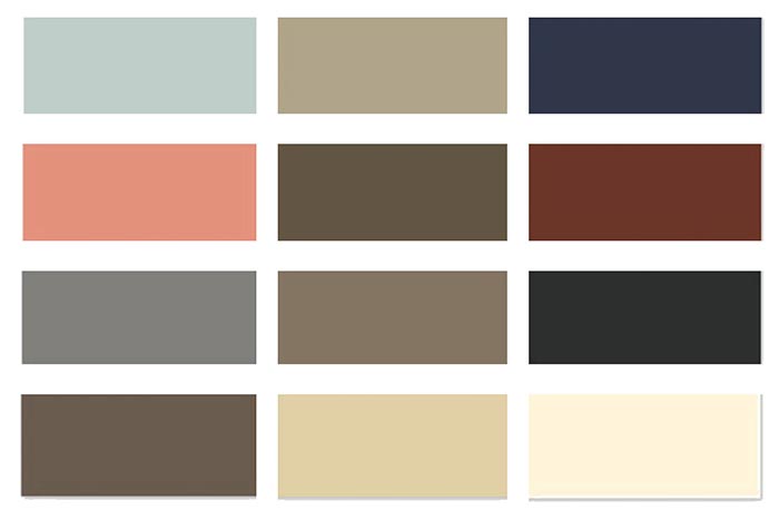 A grid of twelve rectangular color swatches in three rows.